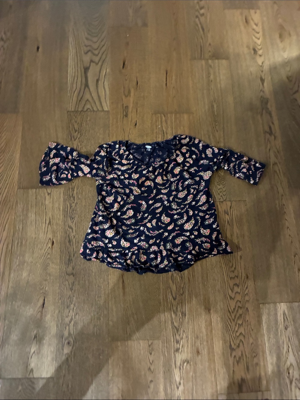 Old Navy Navy Floral Paisley Kids Blouse